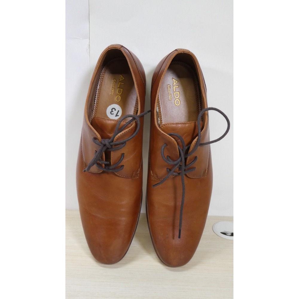 ALDO Men's Brown Leather Lace-Up Oxford Dress Shoes Size 13 US